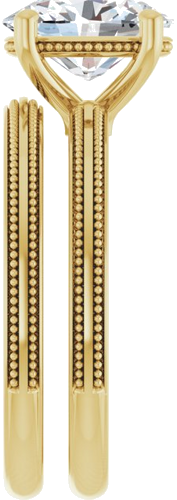Sužadėtuvių Žiedas „Solitaire Milgrain“ 14k yellow gold Oval 9mm x 7mm (9)