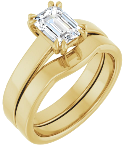 Sužadėtuvių Žiedas „Double Claw-Prong Solitaire“ 14k yellow gold Emerald 7mm x 5mm (6)