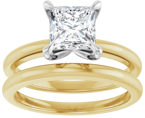 Sužadėtuvių Žiedas „Claw-Prong Solitaire“ 14k yellow/white gold Square 6mm (8)