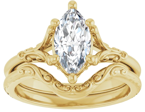 Sužadėtuvių Žiedas „Solitaire“ 10k yellow gold Marquise 10mm x 5mm (8)