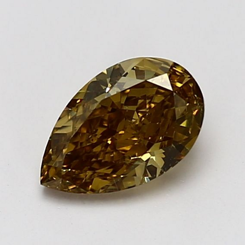 1.15 carat Fancy Deep Brownish Greenish Yellow-SI2 Natūralus Pear Deimantas (1)