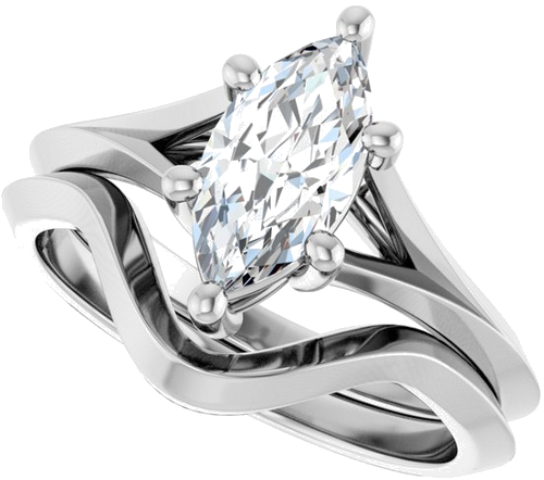 Sužadėtuvių Žiedas „Solitaire Split Shank“ 14k white gold Marquise 10mm x 5mm (10)
