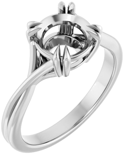 14K White 8 mm Round Solitaire Engagement Ring Mounting (1)