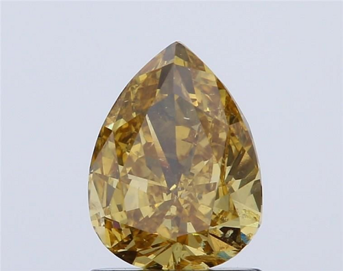 1.11 carat Fancy Deep Orangey Yellow-SI2 Natūralus Pear Deimantas (1)