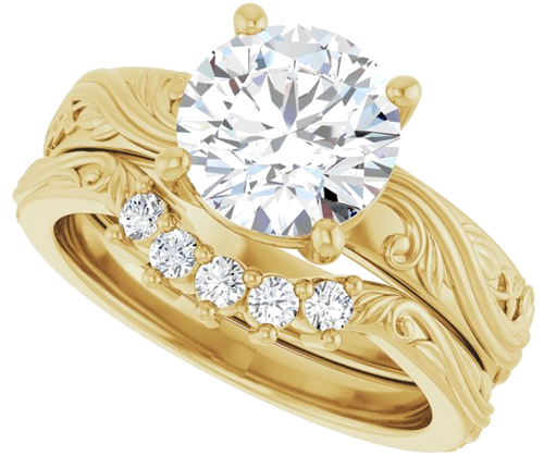 Sužadėtuvių Žiedas „Solitaire Sculptural“ 14k yellow gold Round 8.2mm (10)