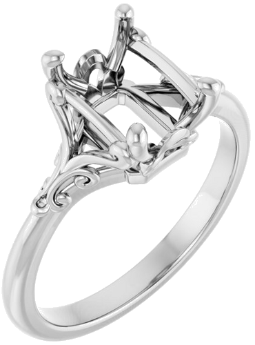 Sužadėtuvių Žiedas „Solitaire“ 14k white gold Emerald 8mm x 6mm (1)