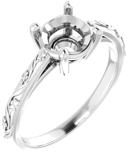 Sužadėtuvių Žiedas „Solitaire“ 10k white gold Round 7mm (1)