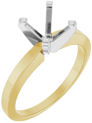 14K Yellow White 7 mm Round Solitaire Engagement Ring Mounting (1)