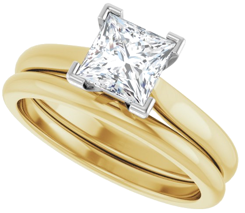 Sužadėtuvių Žiedas 14k yellow/white gold Square 5.5mm (10)