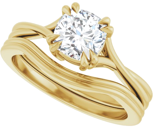 Sužadėtuvių Žiedas „Double Claw-Prong Solitaire Criss-Cross“ 14k yellow gold Cushion 6mm (10)