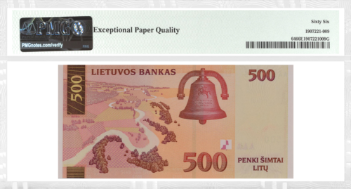 2000 Lietuva 500 litu banknote PMG GEM UNC 66 (2)