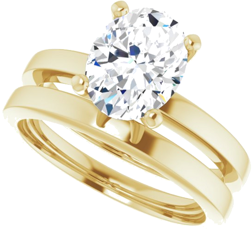 Sužadėtuvių Žiedas „Solitaire“ 585 Geltonojo Aukso Oval 9mm x 7mm (10)