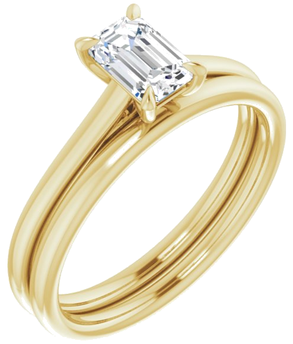 14K Yellow  6x4 mm Emerald Solitaire Engagement Ring Mounting (6)