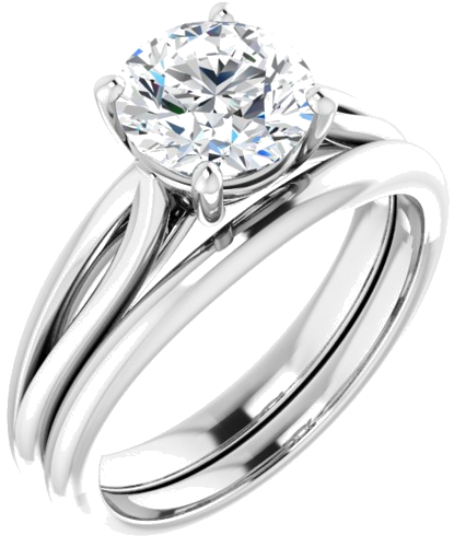 14K White 7.4 mm Round Engagement Ring Mounting (6)