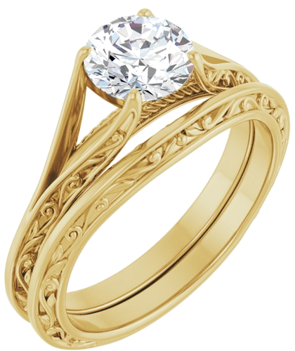 14K Yellow 6.5 mm Round Engagement Ring Mounting (6)