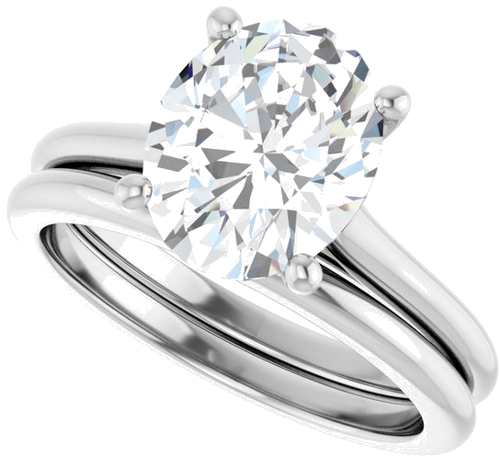 Sužadėtuvių Žiedas „Solitaire“ 585 Baltojo Aukso Oval 10mm x 8mm (10)