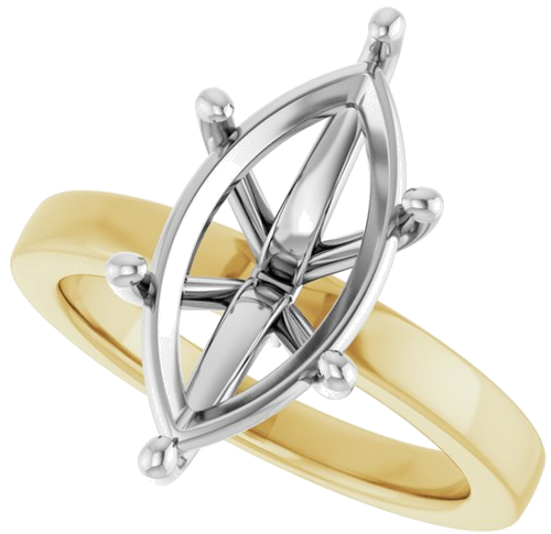 Sužadėtuvių Žiedas „Solitaire“ 14k yellow/white gold Marquise 16mm x 8mm (5)