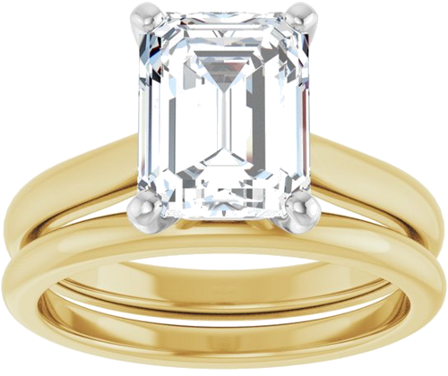 Sužadėtuvių Žiedas 14k yellow/white gold Emerald 9mm x 7mm (8)