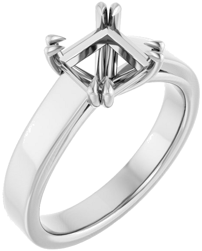 Sužadėtuvių Žiedas „Double Claw-Prong Solitaire“ 14k white gold Square 6.5mm (1)