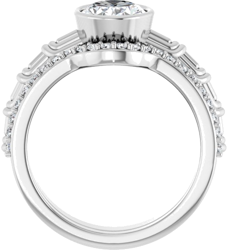 14K White 9 x 7 mm Oval Solitaire Engagement Ring Mounting (7)