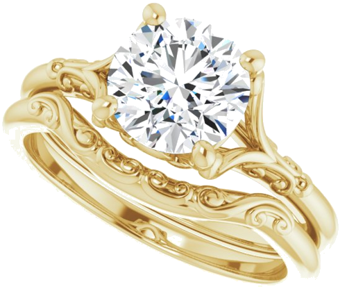 Sužadėtuvių Žiedas „Solitaire“ 14k yellow gold Round 7.4mm (10)