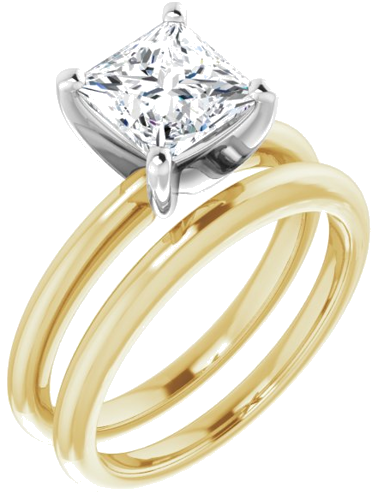 Sužadėtuvių Žiedas „Solitaire“ 585 Baltojo Ir Geltonojo Aukso Square 6.5mm (6)