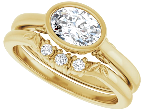 Sužadėtuvių Žiedas „Bezel-Set“ 14k yellow gold Oval 7mm x 5mm (10)