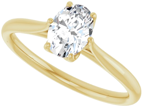 Sužadėtuvių Žiedas „Solitaire“ 585 Geltonojo Aukso Oval 7mm x 5mm (10)