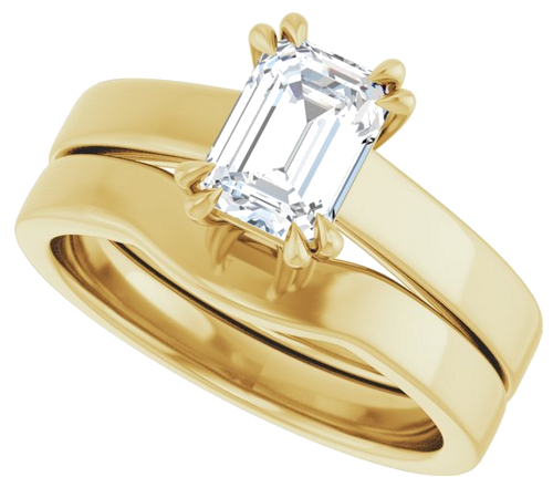 Sužadėtuvių Žiedas „Double Claw-Prong Solitaire“ 14k yellow gold Emerald 7mm x 5mm (10)