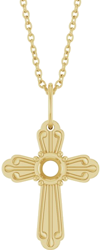 Pakabukas „Accented Cross“ 14k yellow gold Round 4.2mm (1)