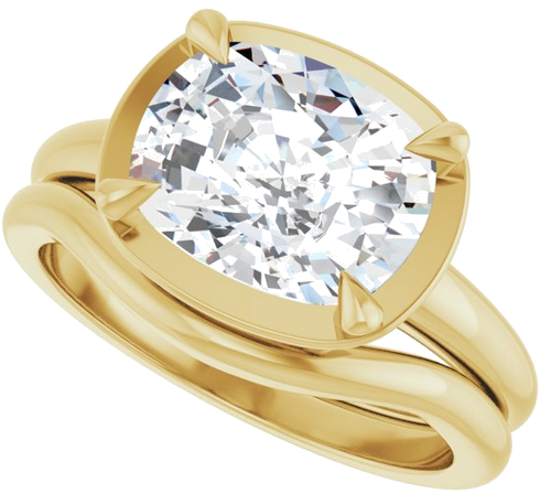 Sužadėtuvių Žiedas „Claw-Prong Solitaire Bezel-Style“ 14k yellow gold Elongated Cushion 10mm x 8mm (10)