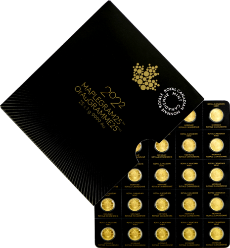 25 x 1 g Maplegram 2022 Canada Maple Leaf Gold Coins (1)