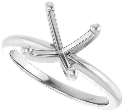 14K White  7 mm Square Solitaire Engagement Ring Mounting (5)