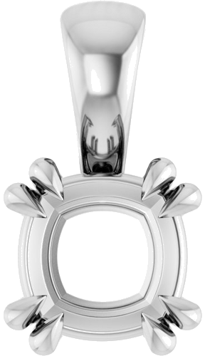 Pakabukas „Double Claw-Prong Solitaire“ 14k white gold Cushion 6mm (1)