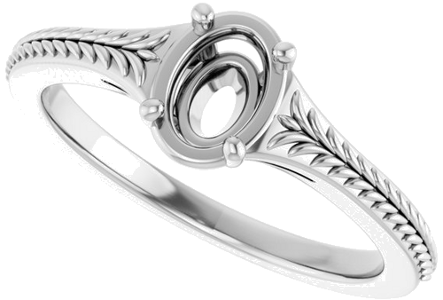 Sužadėtuvių Žiedas „Solitaire“ 10k white gold Oval 6mm x 4mm (5)