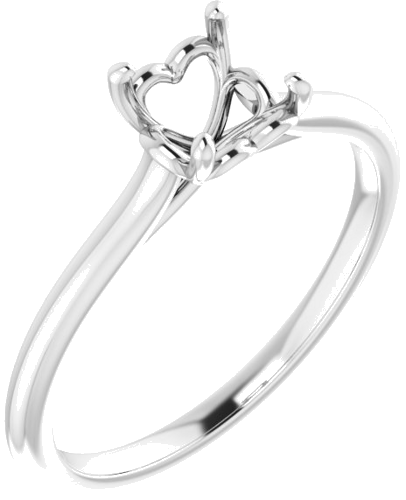 14K White  6 mm Round Solitaire Engagement Ring Mounting (1)