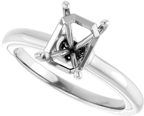 Sužadėtuvių Žiedas „Solitaire“ 14k white gold Emerald 8mm x 6mm (5)