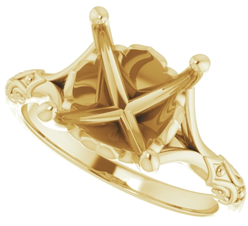Sužadėtuvių Žiedas „Solitaire Sculptural“ 14k yellow gold Round 10mm (5)