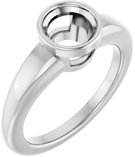 Sužadėtuvių Žiedas „Bezel-Set Solitaire“ 14k white gold Round 6.5mm (1)