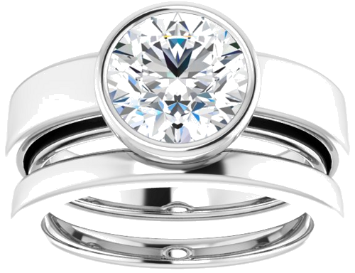 Sužadėtuvių Žiedas „Bezel-Set Solitaire“ 14k white gold Round 8.2mm (8)