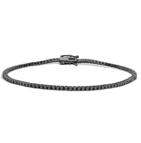 Tennis bracelet adorned with 6.2 ct natural round-cut black diamonds F/G-VS/SI (1)