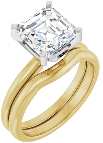 Sužadėtuvių Žiedas 14k yellow/white gold Asscher 8mm (6)
