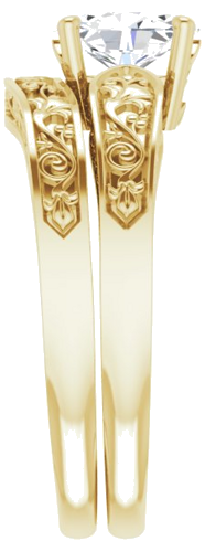 Sužadėtuvių Žiedas „Solitaire Floral“ 14k yellow gold Oval 7mm x 5mm (9)
