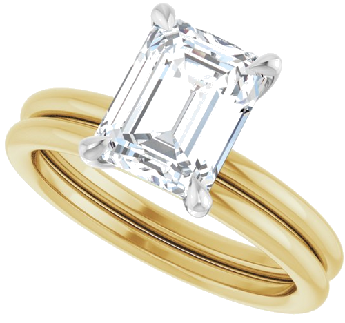 Sužadėtuvių Žiedas „Claw-Prong Solitaire“ 14k yellow/white gold Emerald 8.5mm x 6.5mm (10)