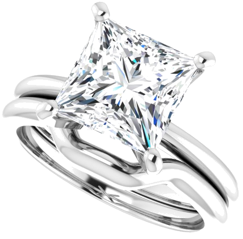 Sužadėtuvių Žiedas „Solitaire“ 14k white gold Square 8mm (10)