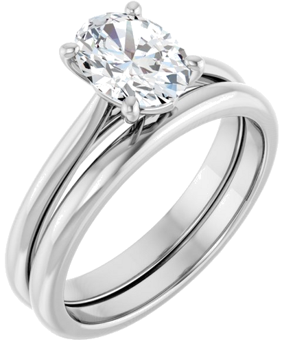 Sužadėtuvių Žiedas „Solitaire“ 950 Platinos Oval 8mm x 6mm (6)