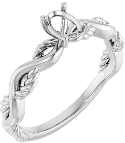 Sužadėtuvių Žiedas „Solitaire Infinity-Inspired“ 14k white gold Oval 6mm x 4mm (1)