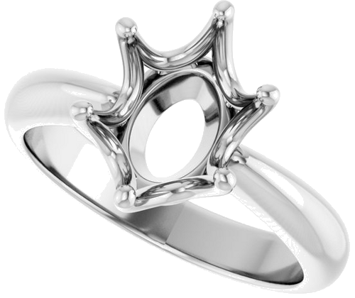 Sužadėtuvių Žiedas „Solitaire Crown-Inspired“ 14k white gold Oval 10mm x 8mm (5)