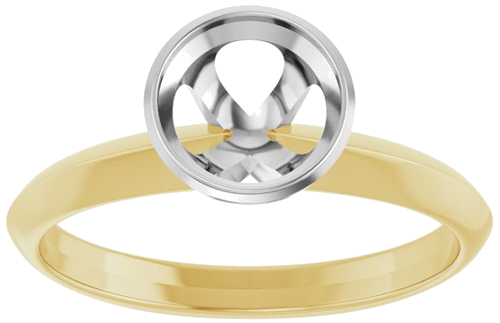 14K Yellow White 6.5 mm Round Solitaire Engagement Ring Mounting (3)