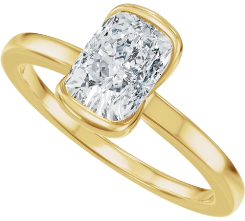 Sužadėtuvių Žiedas „Half Bezel Solitaire“ 14k yellow gold Elongated Cushion 7mm x 5mm (5)